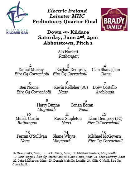 Leinster MHC Preliminary Quarter Final – Team Named